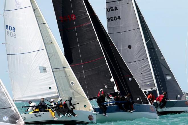 J/80 Wired hanging tough off the start with the GP 26's - 2016 Quantum Key West Race Week © Max Ranchi, Quantum Key West